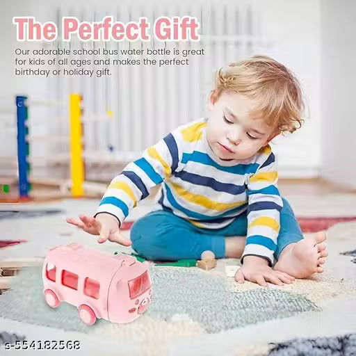 Bus Shape Water Bottle With Strap, Cute Look, Durable, Interesting Toy Bus, Water Bottle 500ml for Kids, Adults for School, Home Office (Pack of 1) - Multicolour Vadyah