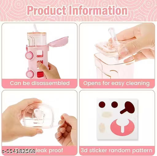 Bus Shape Water Bottle With Strap, Cute Look, Durable, Interesting Toy Bus, Water Bottle 500ml for Kids, Adults for School, Home Office (Pack of 1) - Multicolour Vadyah