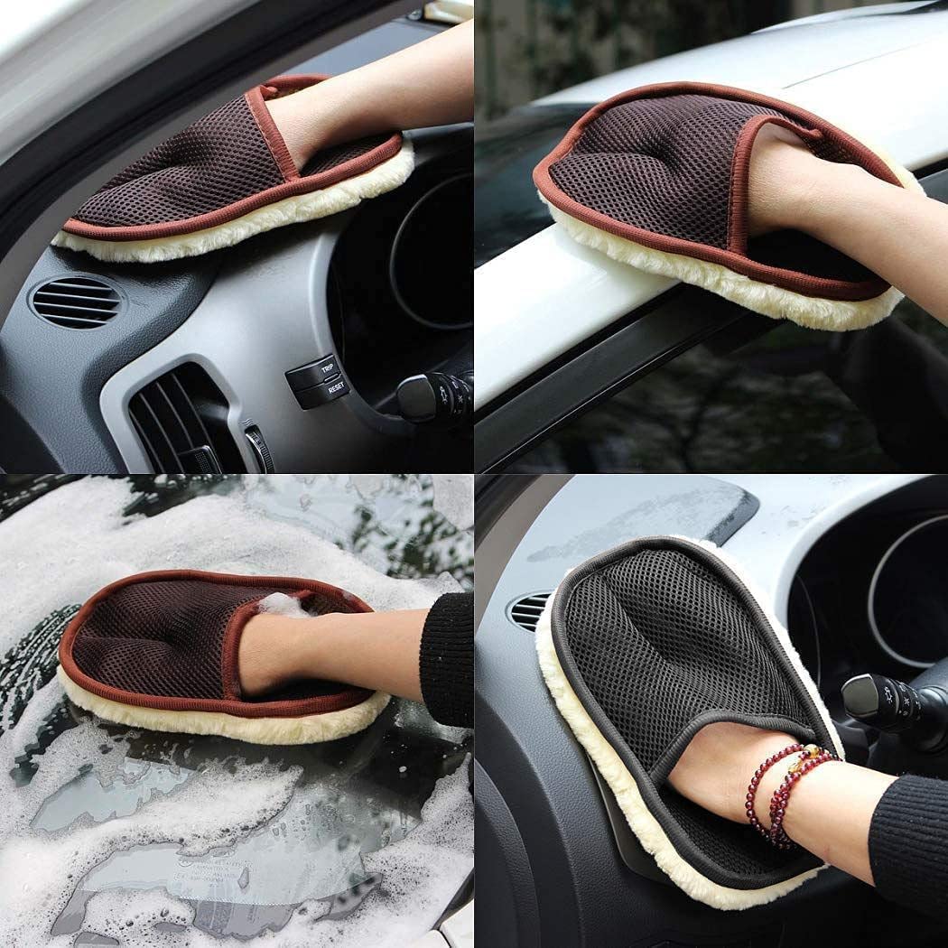 Car Cleaning Wash Glove | Soft Wool Glove/Paw Plush Cleaning Gloves | Dust Cleaning Supplies | Microfiber Hand Glove Scrubber & Duster Accessories (Pack of 1,Multicolor) Vadyah