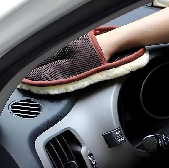 Car Cleaning Wash Glove | Soft Wool Glove/Paw Plush Cleaning Gloves | Dust Cleaning Supplies | Microfiber Hand Glove Scrubber & Duster Accessories (Pack of 1,Multicolor) Vadyah