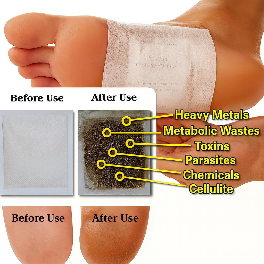 100% Herbal Detox Foot Patches for Stress Relief & Relaxation | Overnight Foot Care Pads (1 Box = 10 Patches) | Pack Of 2