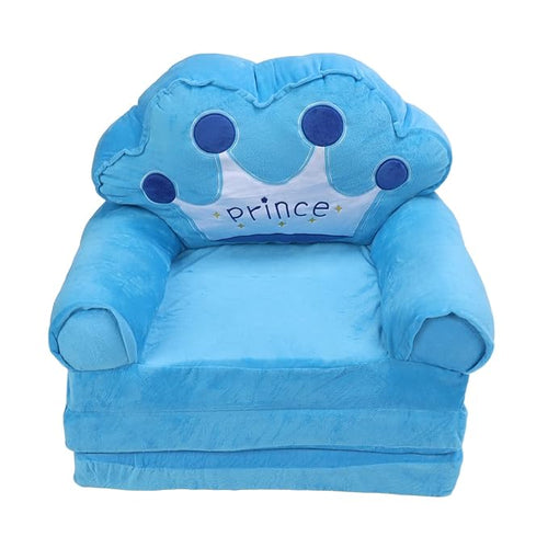Prince Kids Sofa Cum Bed – 3 in 1 Foldable Baby Sofa with Mattress | Soft Crown Design Chair for Kids