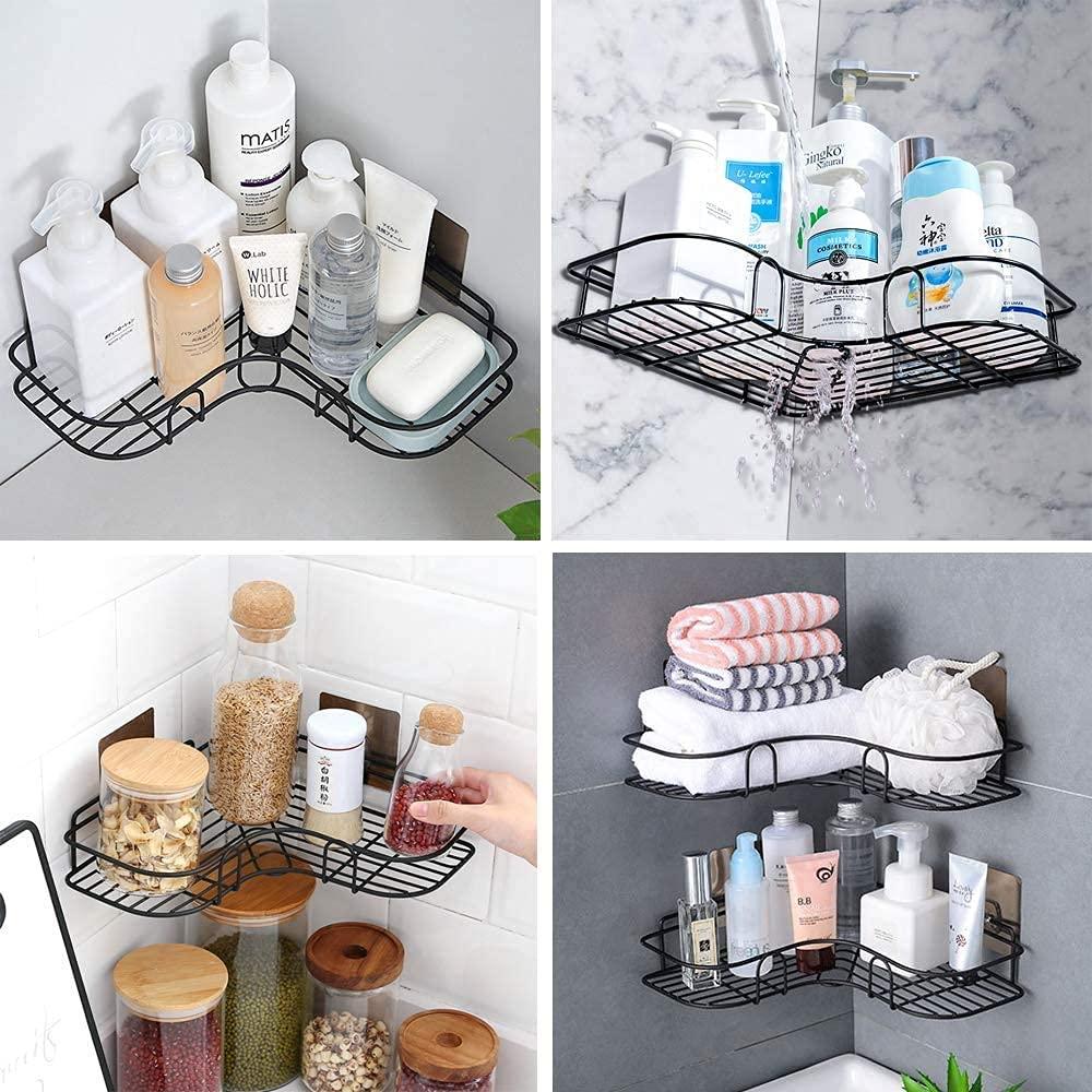 Metal Bathroom Corner Rack Storage Shelf – Wall Mounted Rust-Resistant Organizer