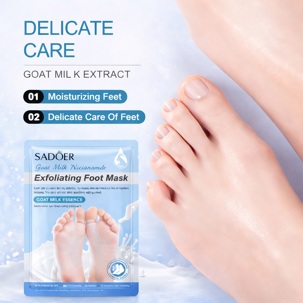 SADOER Goat Milk Exfoliating Foot Mask – Deep Moisturizing & Dead Skin Removal (1 Pair)