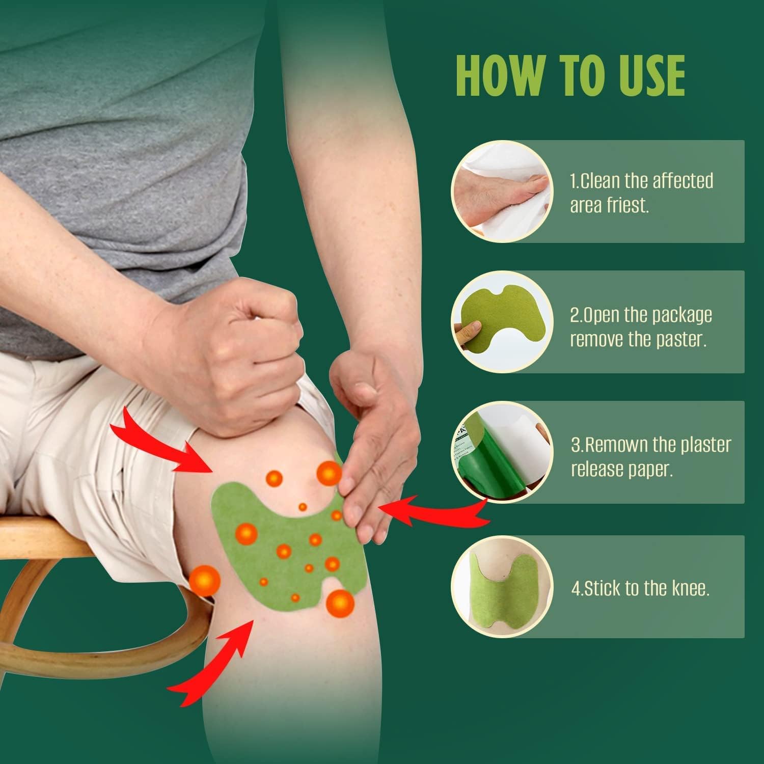 Herbal Knee Pain Relief Patches – Natural Self-Heating Therapy Pads