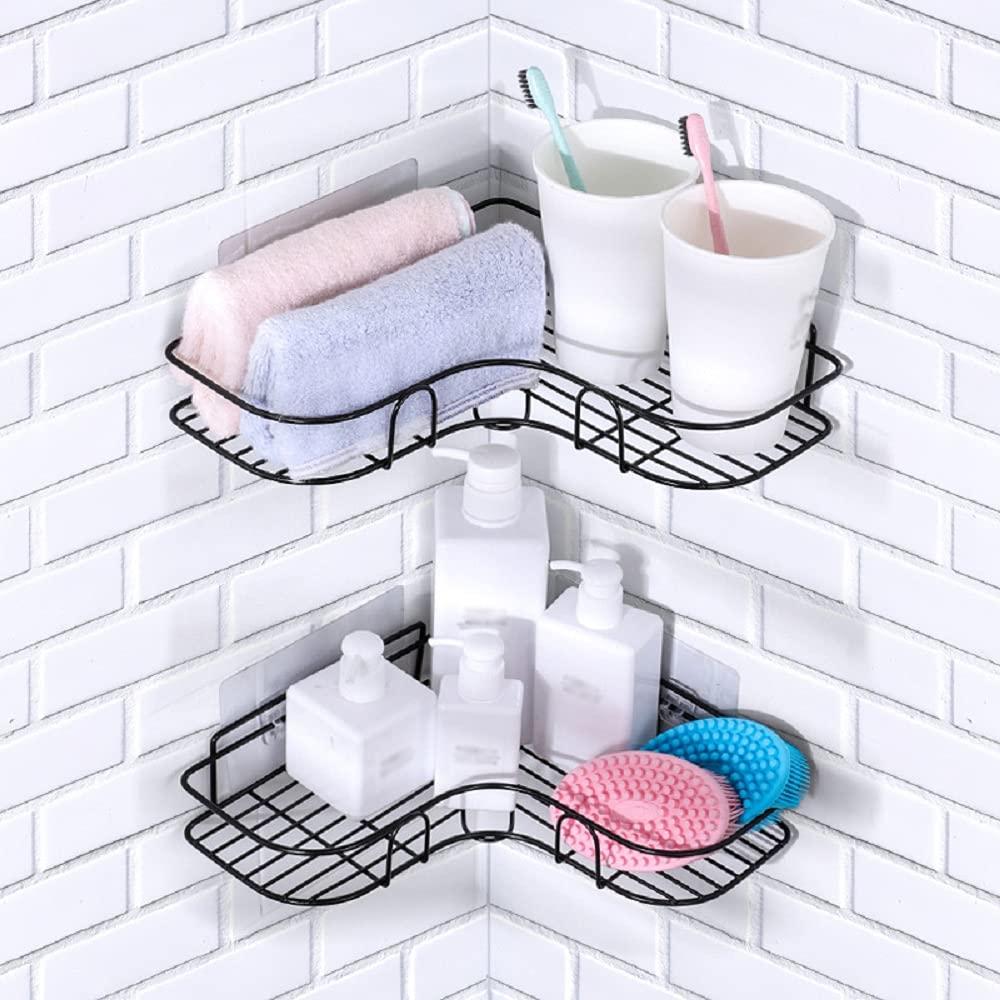 Metal Bathroom Corner Rack Storage Shelf – Wall Mounted Rust-Resistant Organizer