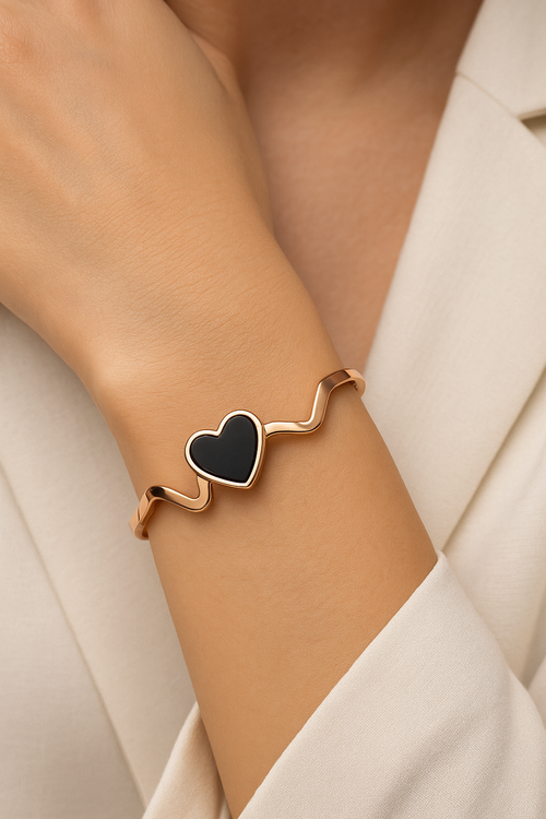 Rose Gold Color Heart Kada Bracelet for Women