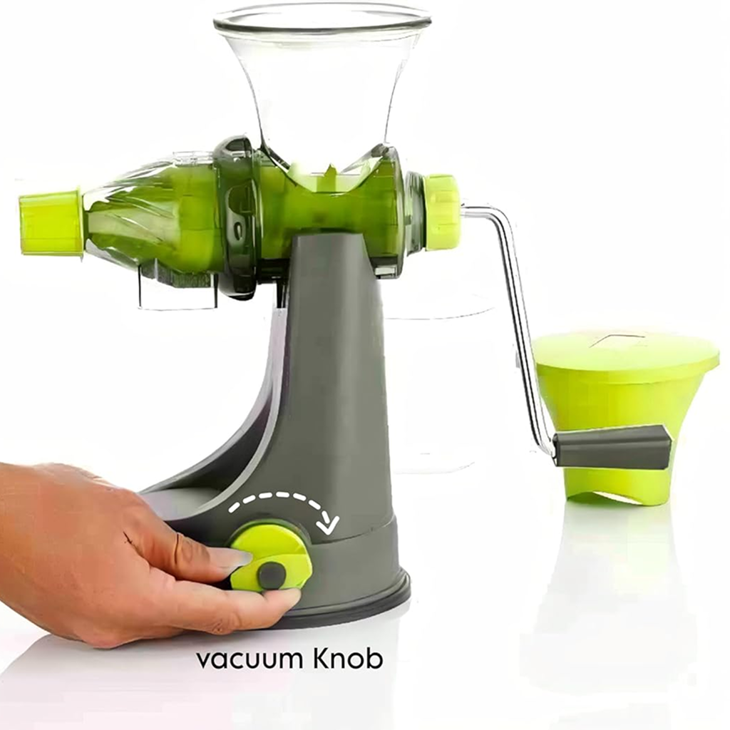 Mint Green Manual Cold Press Juicer with Suction Base – Hand Crank Fruit & Vegetable Juice Extractor