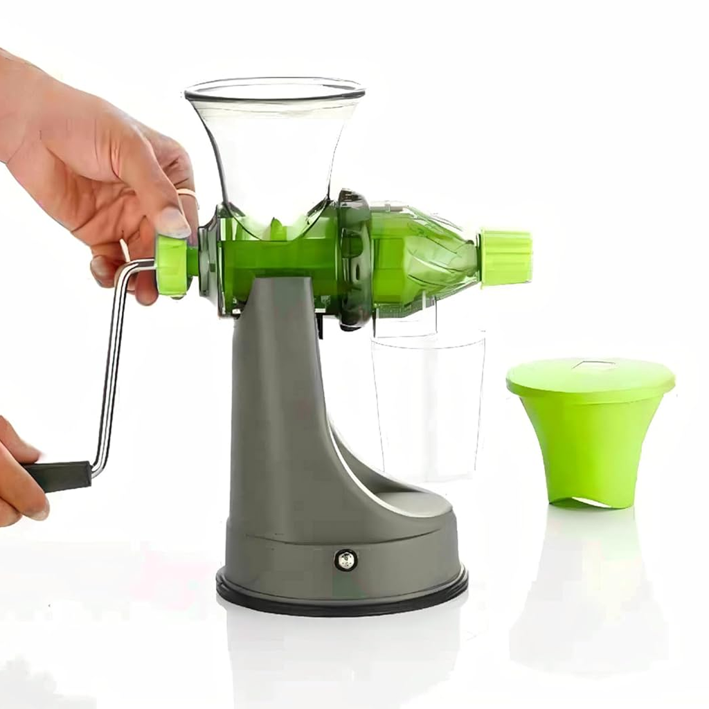 Mint Green Manual Cold Press Juicer with Suction Base – Hand Crank Fruit & Vegetable Juice Extractor