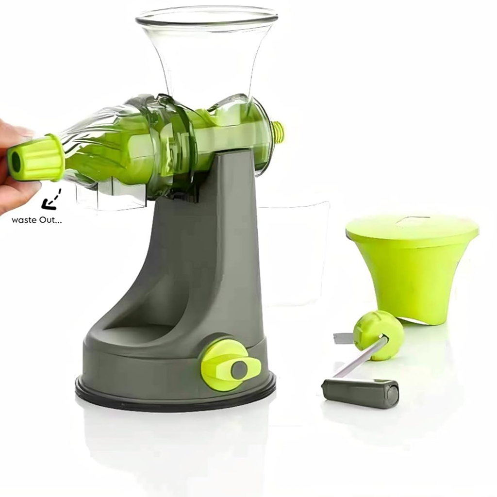 Mint Green Manual Cold Press Juicer with Suction Base – Hand Crank Fruit & Vegetable Juice Extractor