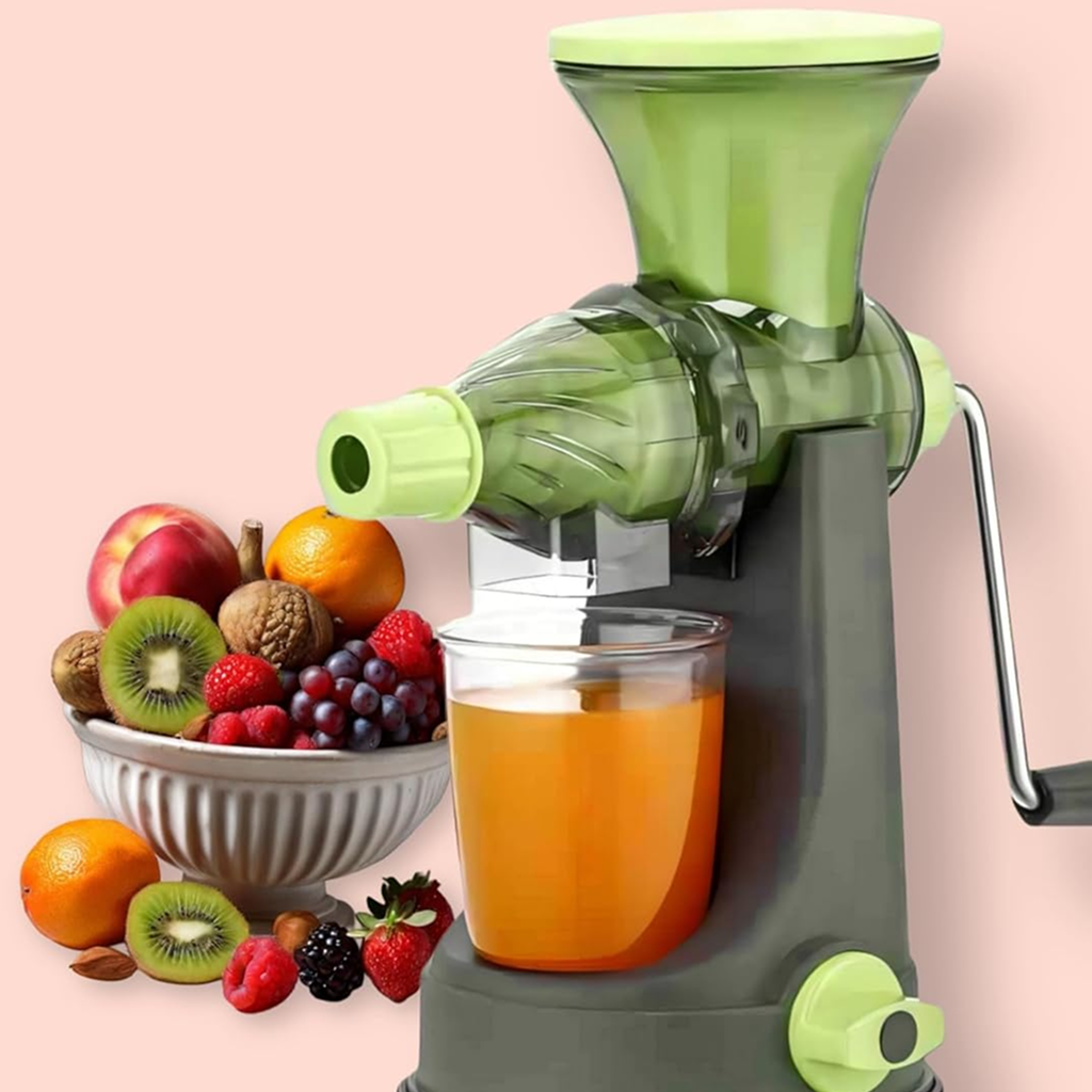 Mint Green Manual Cold Press Juicer with Suction Base – Hand Crank Fruit & Vegetable Juice Extractor