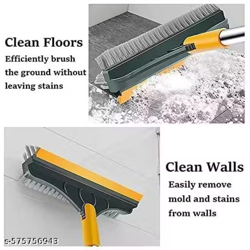 2-in-1 Multipurpose Silicone Broom with Adjustable Handle – Floor Cleaning Brush with Wiper Vadyah