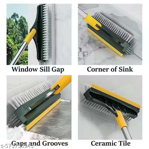 2-in-1 Multipurpose Silicone Broom with Adjustable Handle – Floor Cleaning Brush with Wiper Vadyah