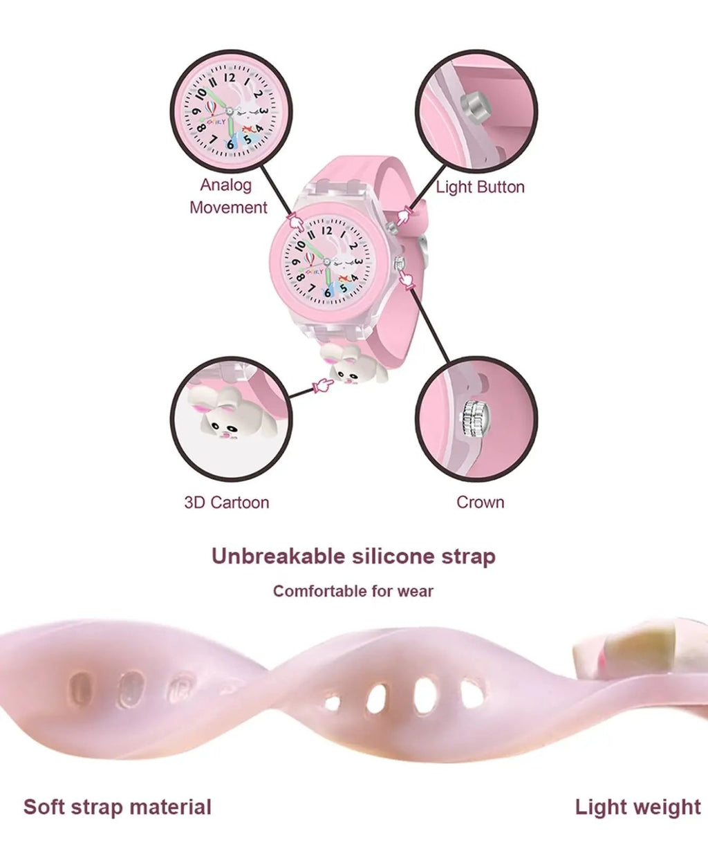 Children's Light-Up Analog Wristwatch with Bunny Design Vadyah