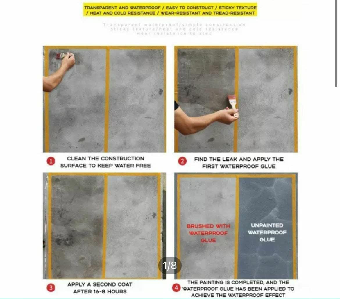 Waterproof Adhesive Glue, 300gm, with Brush, Transparent, for Roof Leakage, Crack Seal, Water Leakage Solution, Waterproofing for Pipe, Wall, Tiles (PACK OF 1) Vadyah