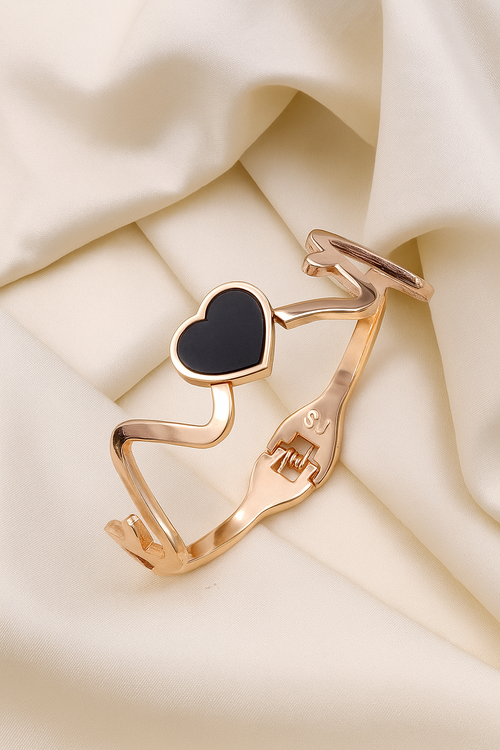 Rose Gold Color Heart Kada Bracelet for Women