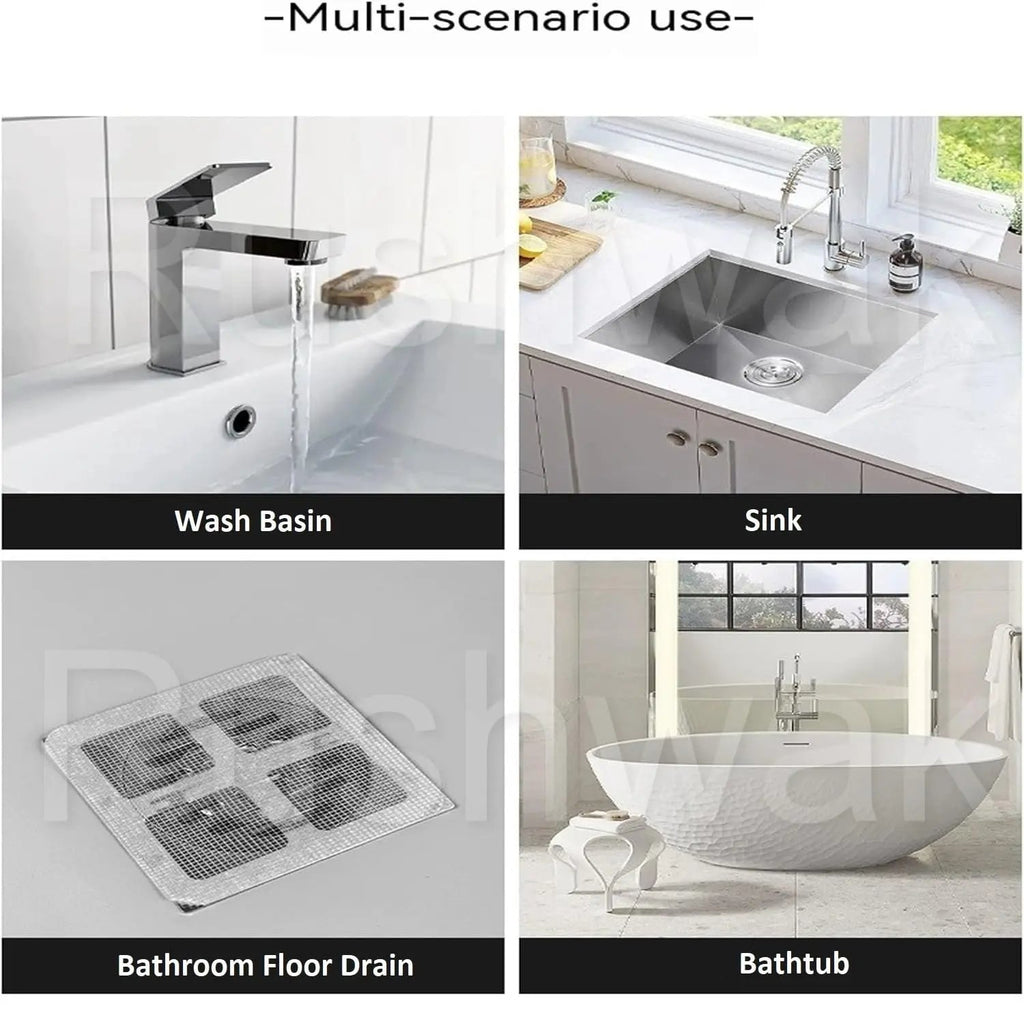 Rushwak Large Upgraded Drain Cover Hair Catcher (Pack of 20) Disposable Waterproof Drain Guard Mesh Stickers Drainage Jali Shower Drain Cover for Bathroom Floor Sink Bathtub (13cm x 13cm) Vadyah